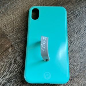 Teal green loopy for iPhone XR with grey loop